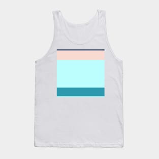 A solitary hybrid of Navy, Deep Sea Blue, Sea, Italian Sky Blue and Champagne Pink stripes. Tank Top